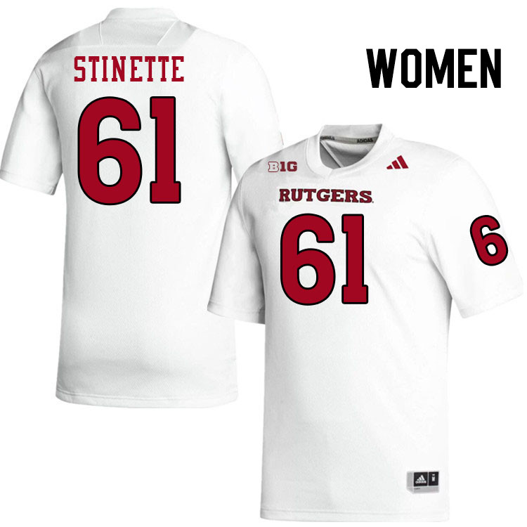 Women #61 Emir Stinette Rutgers Scarlet Knights 2024 College Football Jerseys Stitched-White